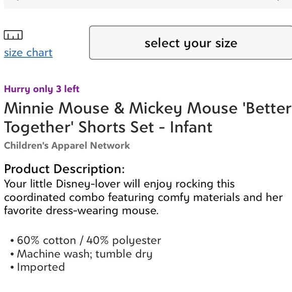 Mickey Mouse & Minnie Mouse 3 Piece Shorts set - Picture 6 of 6